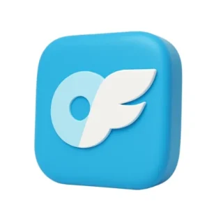 Logo 3D de OnlyFans en azul sobre fondo blanco – imagen representativa para agencia OnlyFans en España, gestión y promoción de creadoras de contenido.