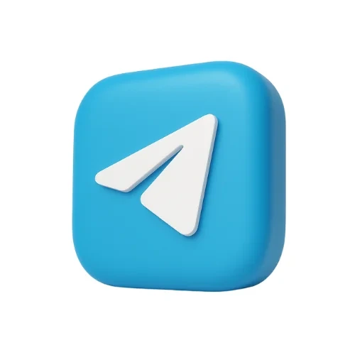 Logo 3D de telegram en azul sobre fondo blanco – para agencia OnlyFans